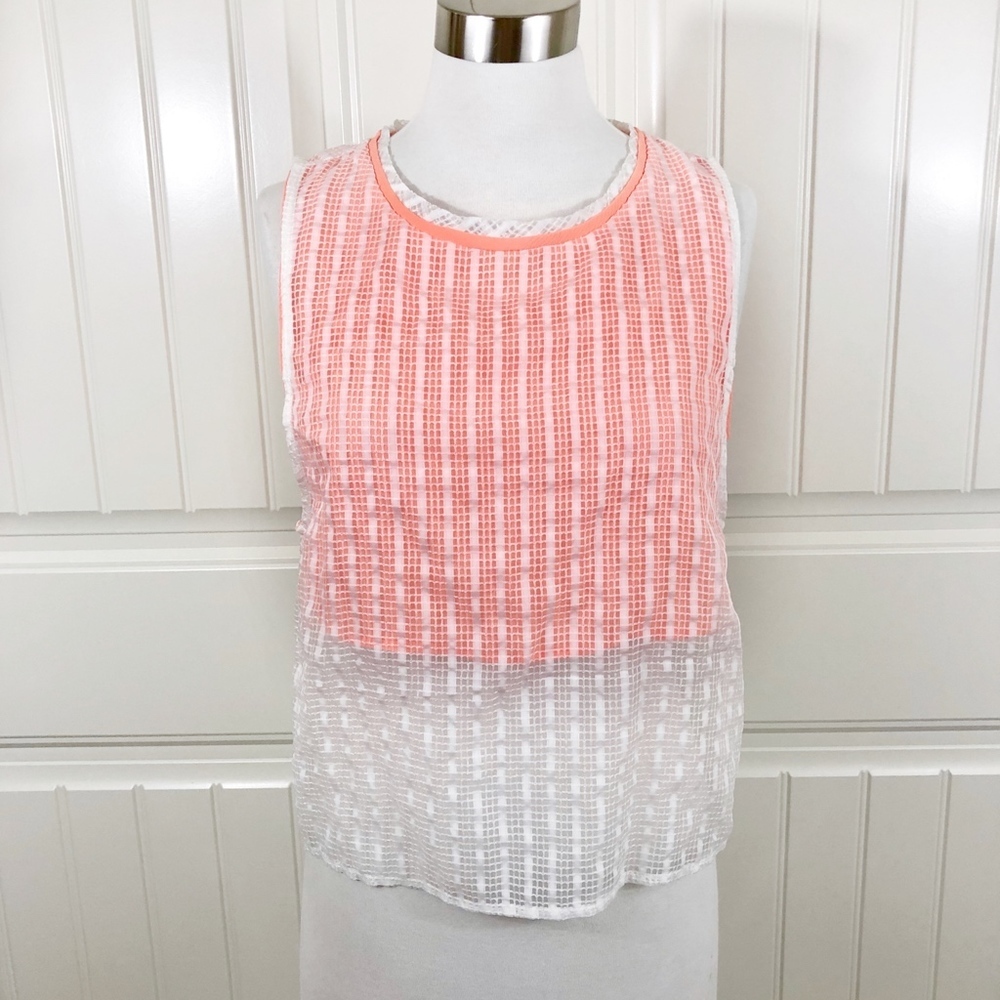 Do + Be White Orange Dual Layer Sleeveless Top S